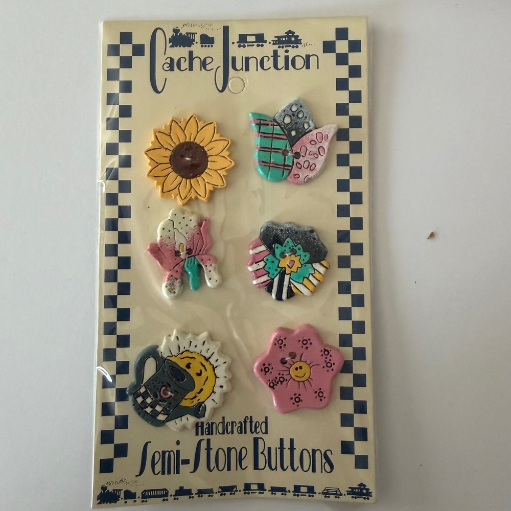 Cache Junction Handcrafted Semi Stone Buttons Craft Sew Embellishment Set N706‎